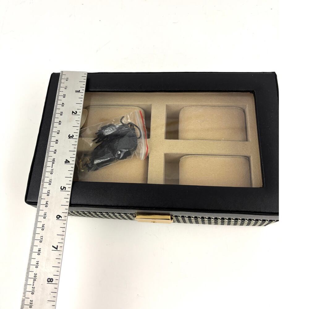 4 Slot Watch Box With Lock Watch Storage Box Houndstooth‎ Pattern - Picture 9 of 16